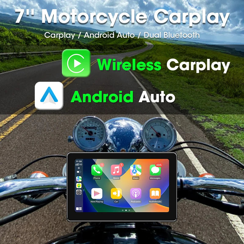 Wireless motorcycle GPS navigation screen motorcycle CarPlay Android Auto touch screen
