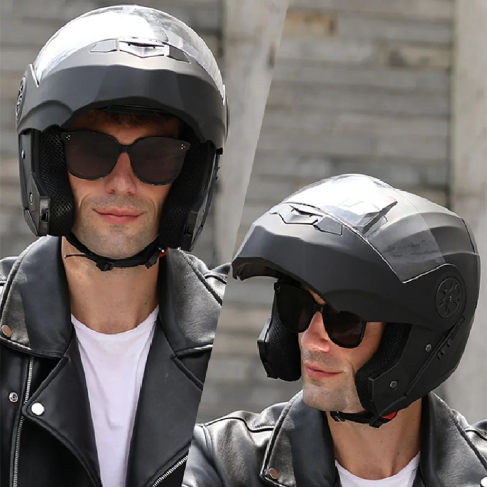 Dual Lens Flip-Up Modular Motorcycle Helmet
