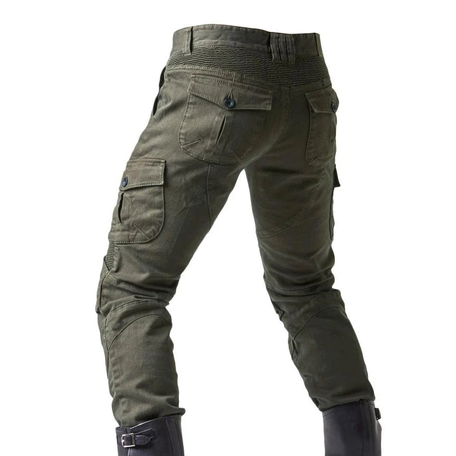 Stylish Motorcycle Black Men Jeans with Extension Protector