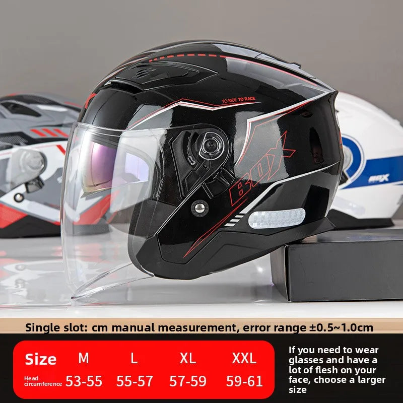 Open Face Motorcycle Helmet with Double Lens