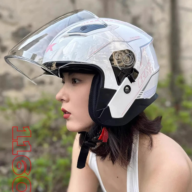 Open Face Motorcycle Helmet with Double Lens