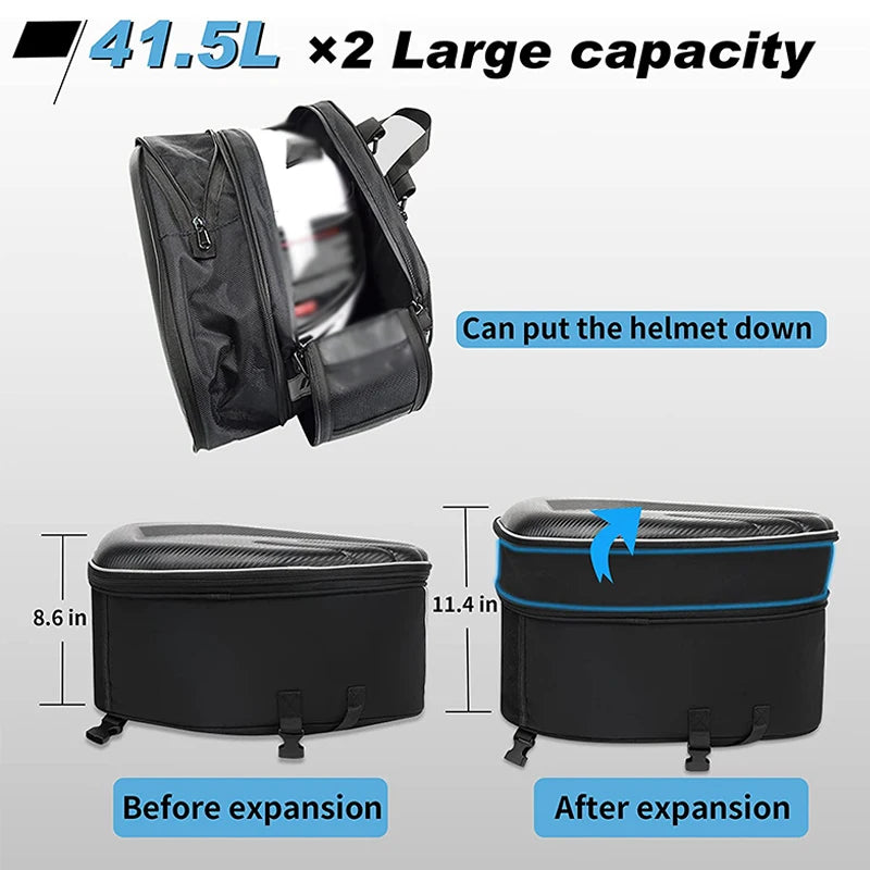 Black Waterproof Motorcycle Side Bags