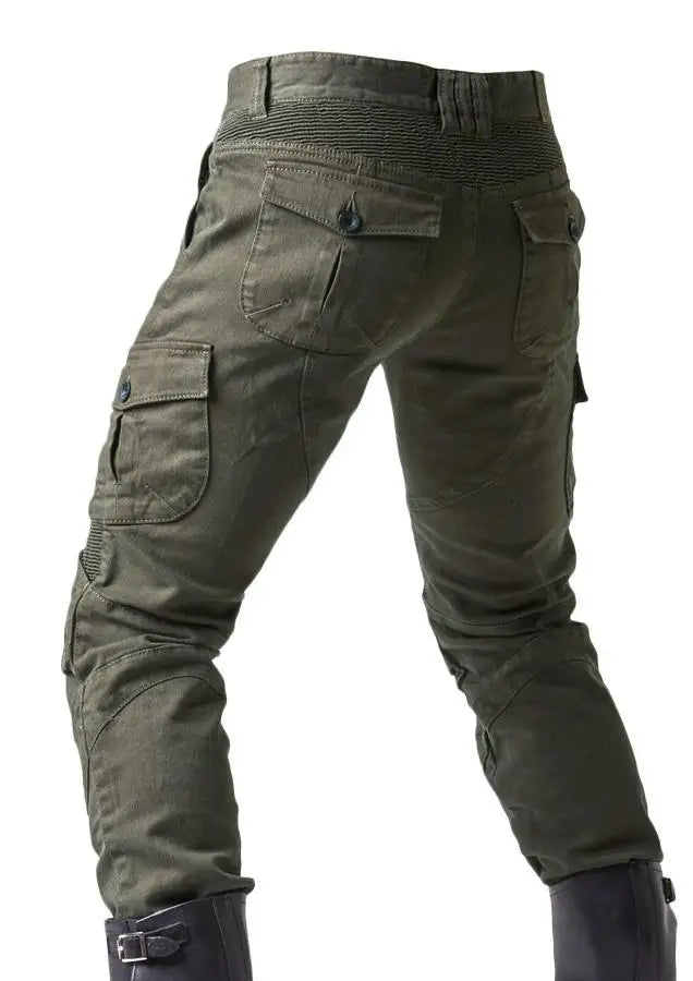 Stylish Motorcycle Black Men Jeans with Extension Protector