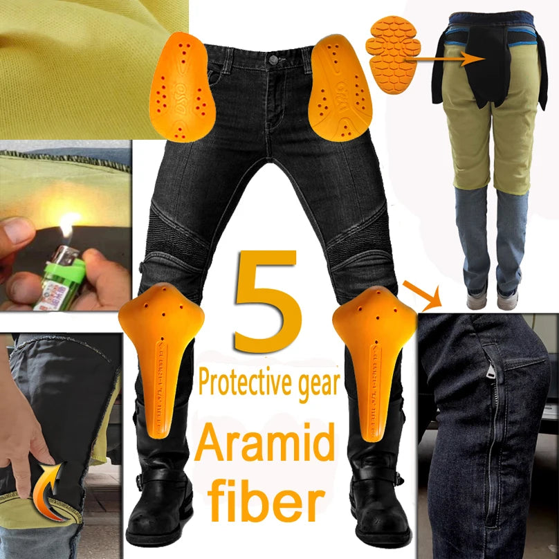Aramid Fiber Motorcycle Pants for Men - Kevlar Moto Jeans