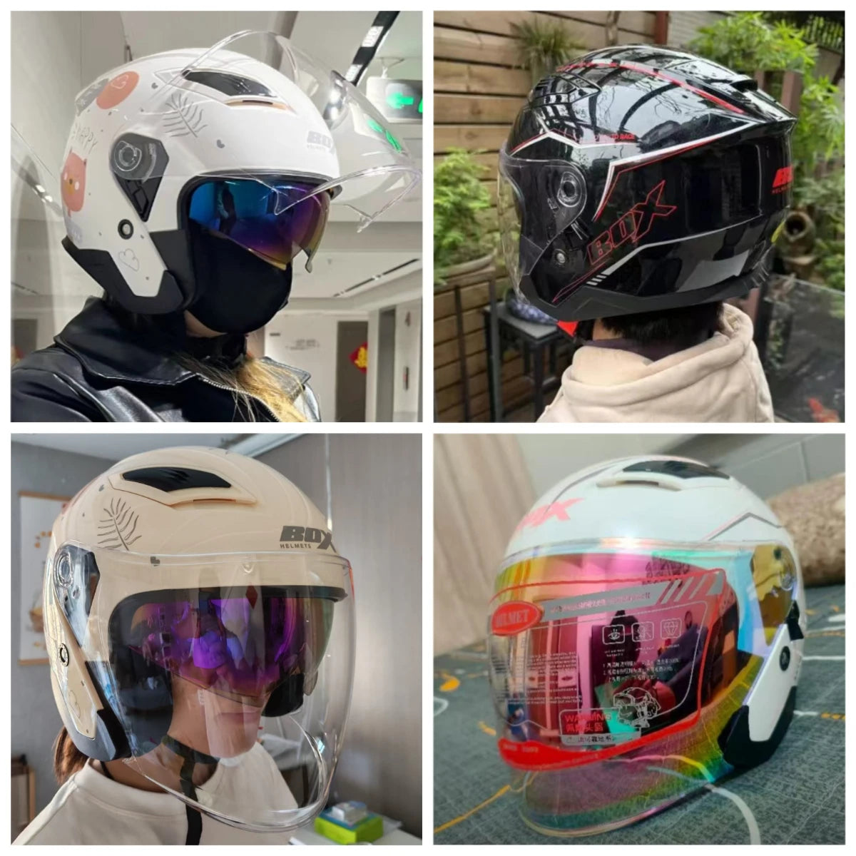 Open Face Motorcycle Helmet with Double Lens