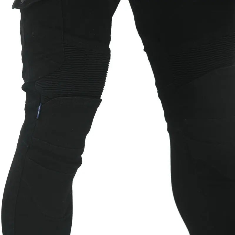 Stylish Motorcycle Black Men Jeans with Extension Protector