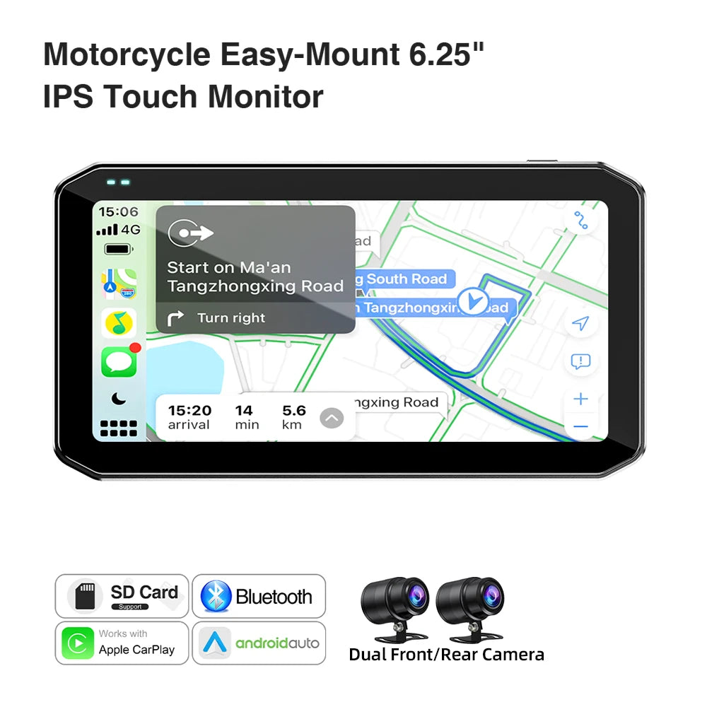 Universal Motorcycle Monitor with CarPlay & Android Auto