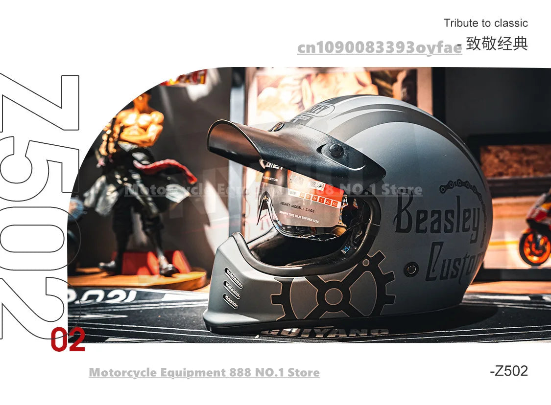 Original BEASLEY Retro Motorcycle Helmet