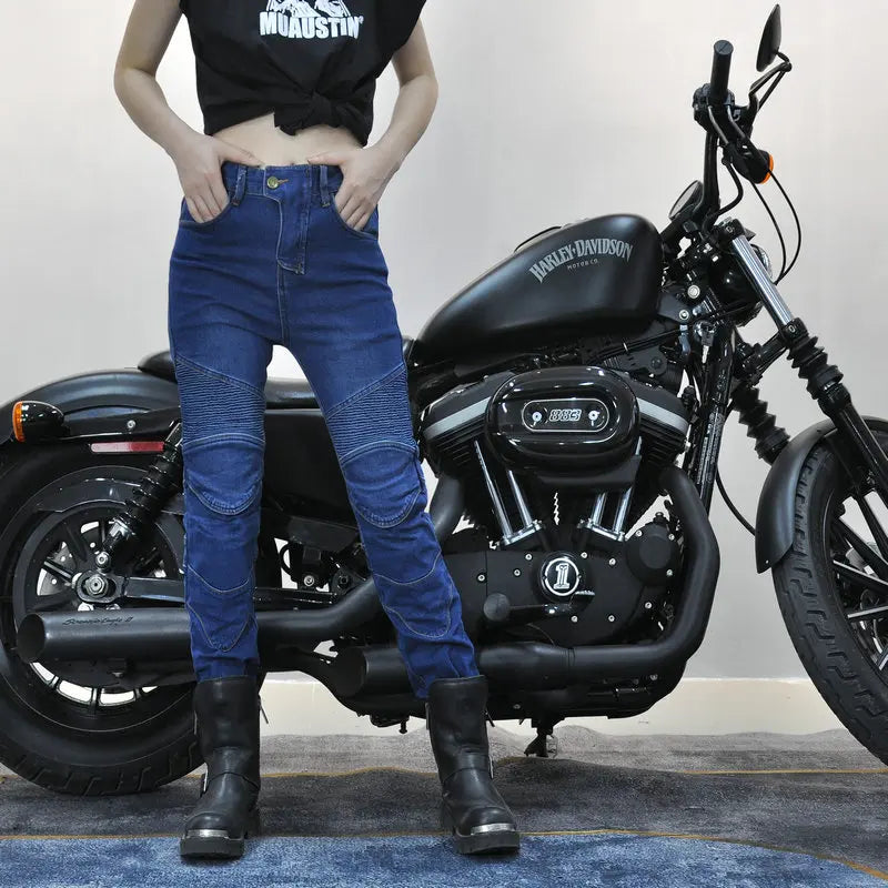 Women's Embroidery Motorcycle Pants