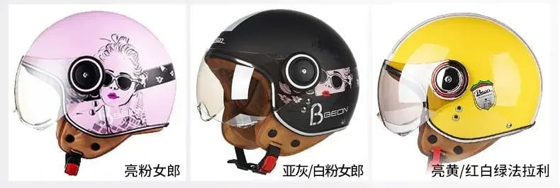 Beon Motorcycle Helmet - ECE Certified Retro Half Cap