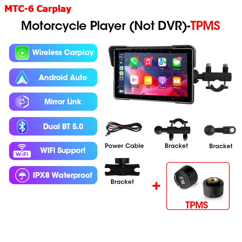 Wireless motorcycle GPS navigation screen motorcycle CarPlay Android Auto touch screen