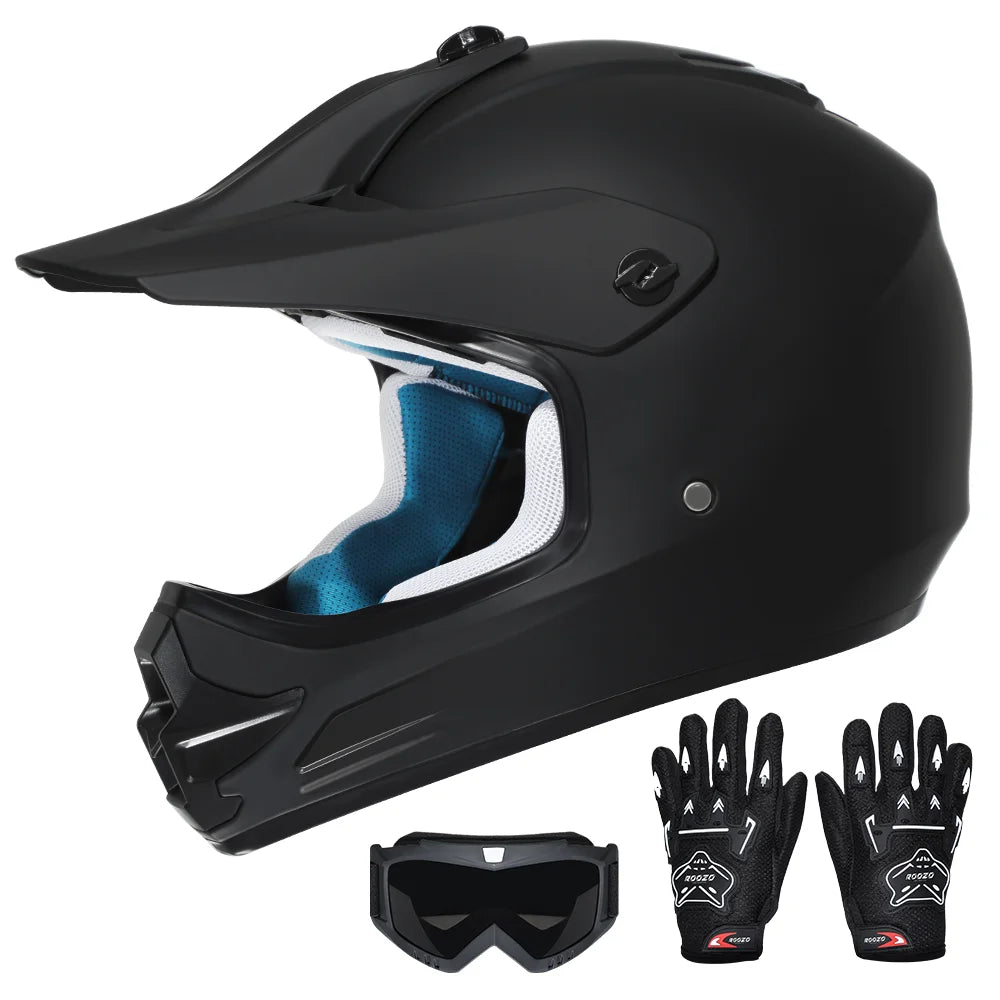Kids Motocross Helmet Kit with Goggles & Gloves