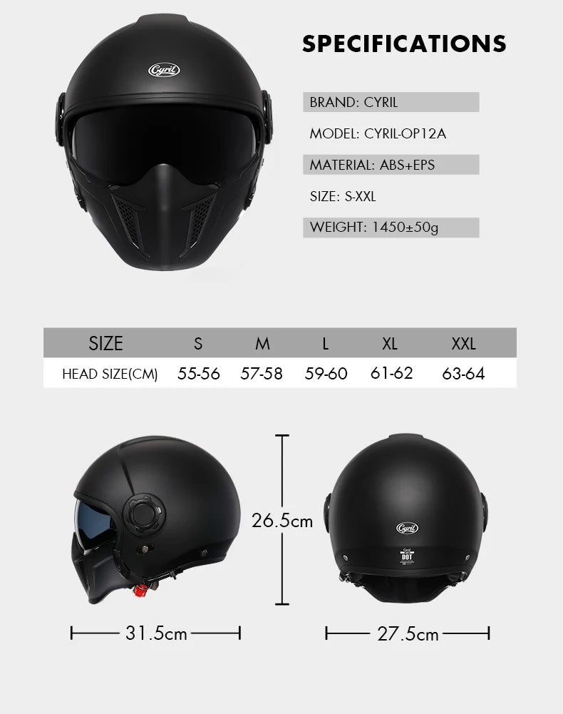 Cyril Motorcycle Helmet for Men and Women
