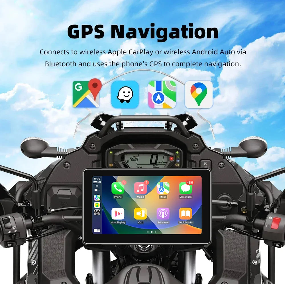 Wireless motorcycle GPS navigation screen motorcycle CarPlay Android Auto touch screen