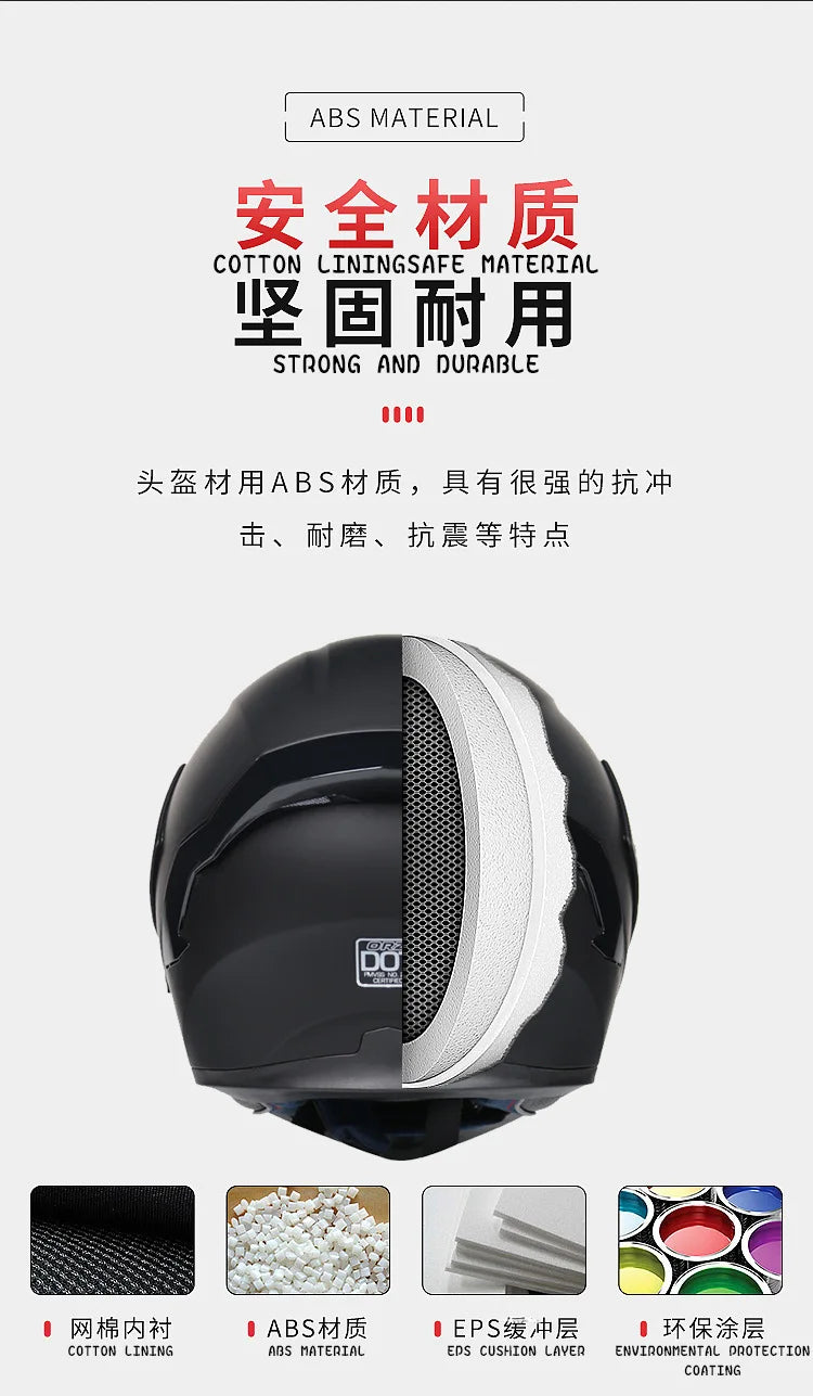 Fire Red Bluetooth Motocross Modular Motorcycle Helmet