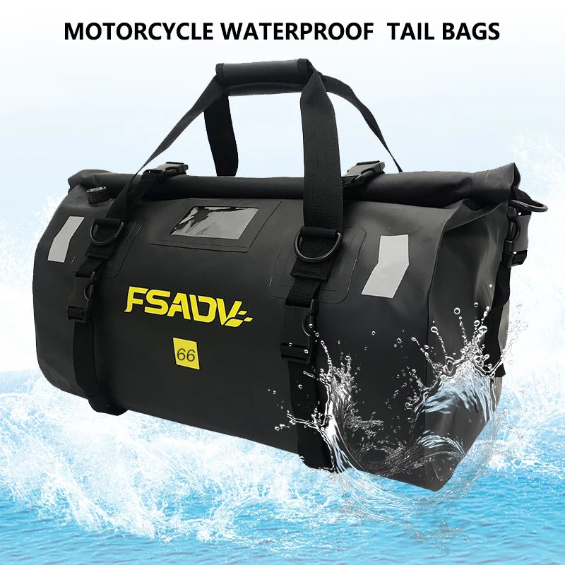 Waterproof Motorcycle Tail Bag - Carbon Black