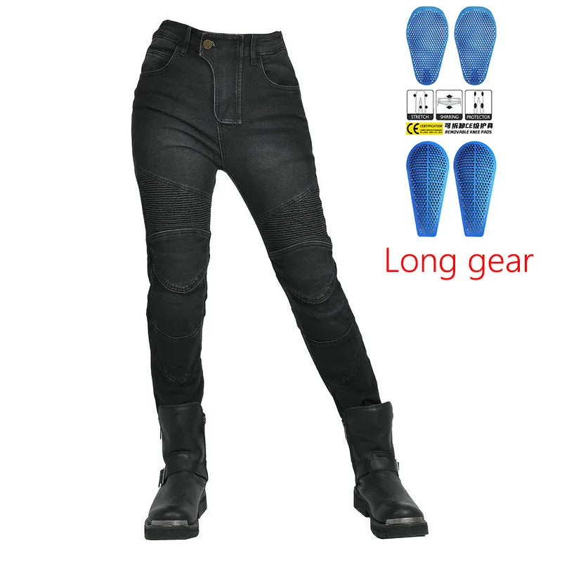 Women's Embroidery Motorcycle Pants