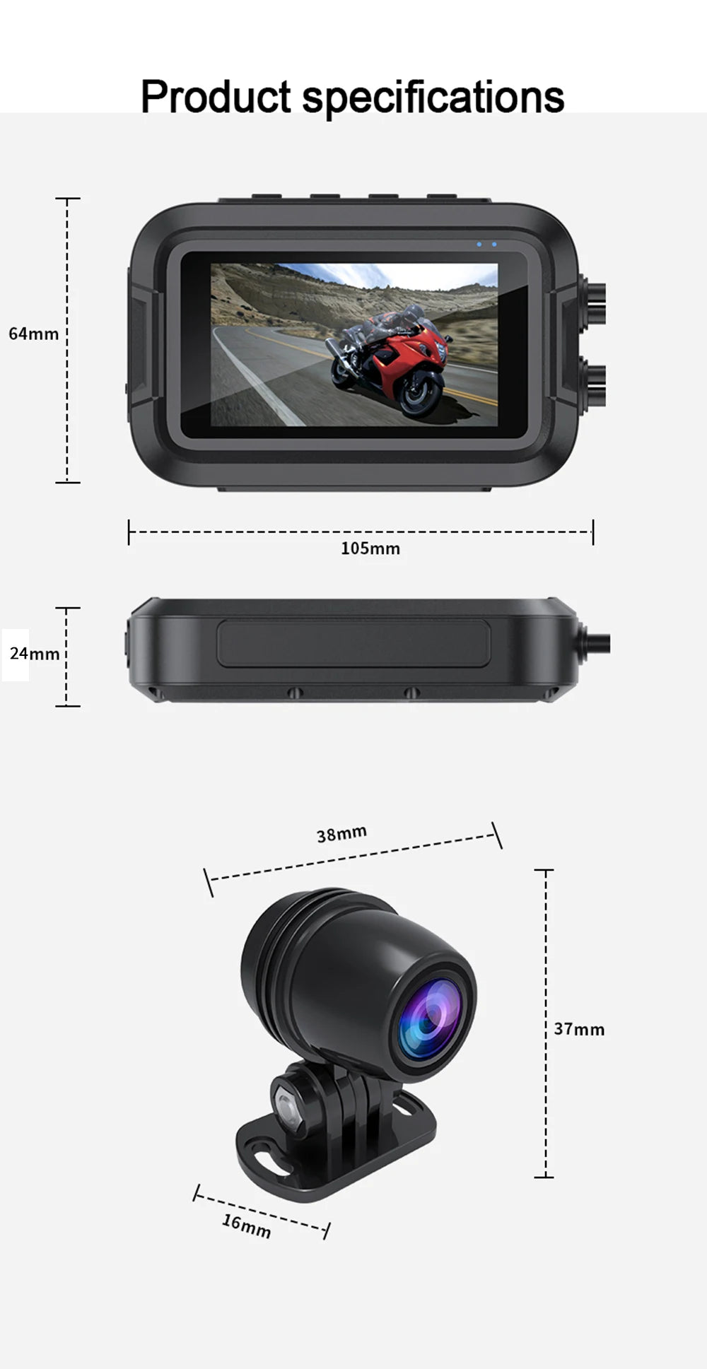 Dual 1080P Waterproof Motorcycle DVR Camera