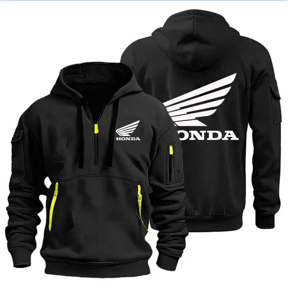 Hooded Biker Pullover