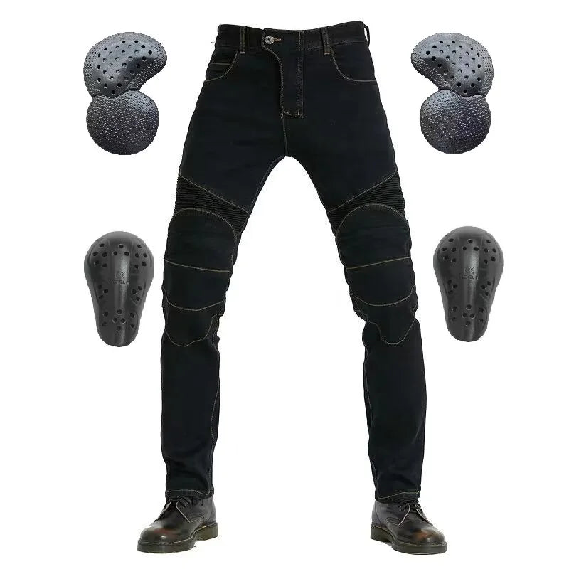Men's Embroidery Motorcycle Pants with Belt