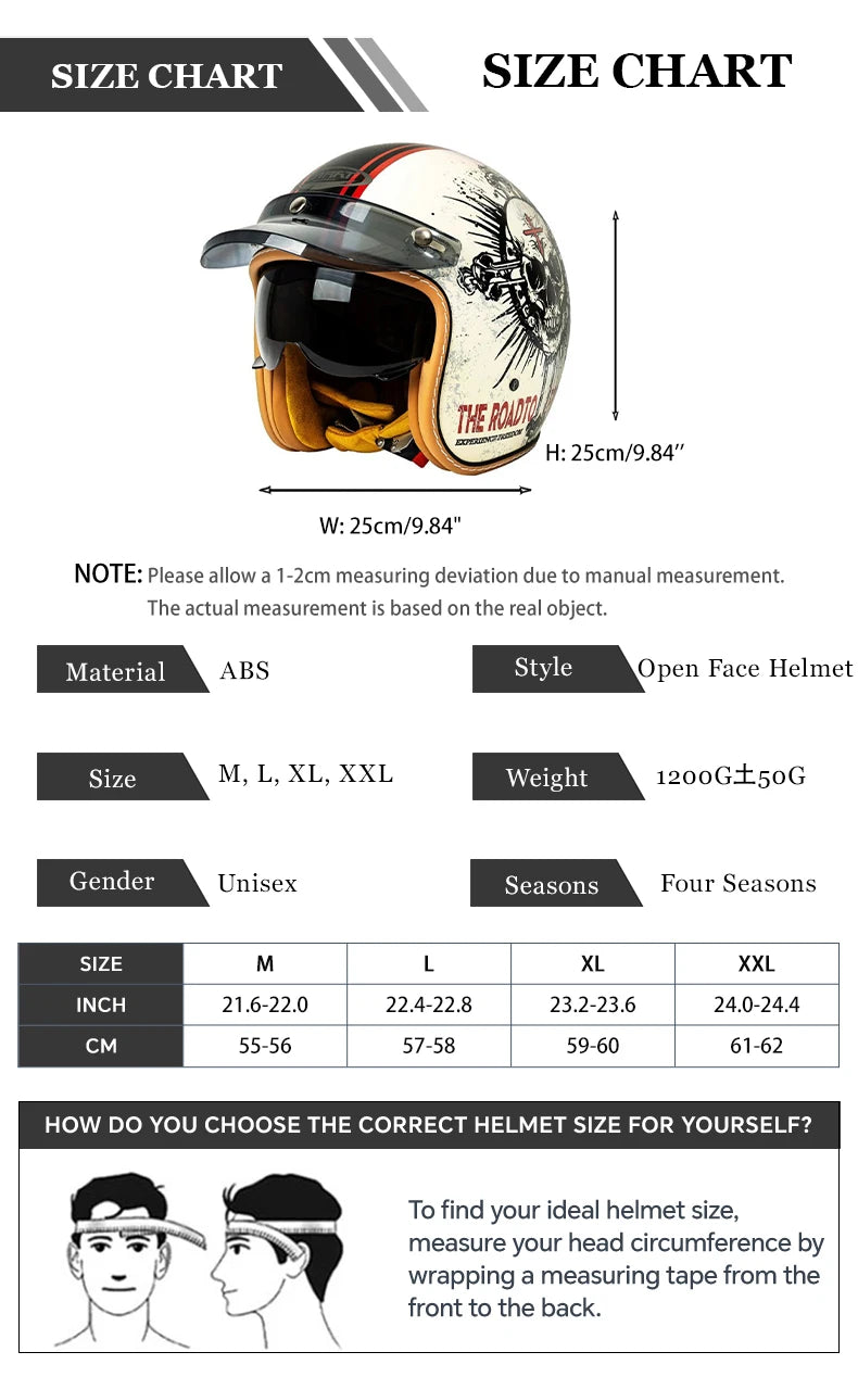Stylish Open Face Motorcycle Helmet for Men and Women