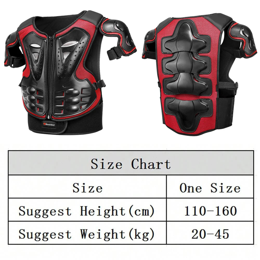 Kids Motorcycle Armor Vest Set with Elbow and Knee Pads