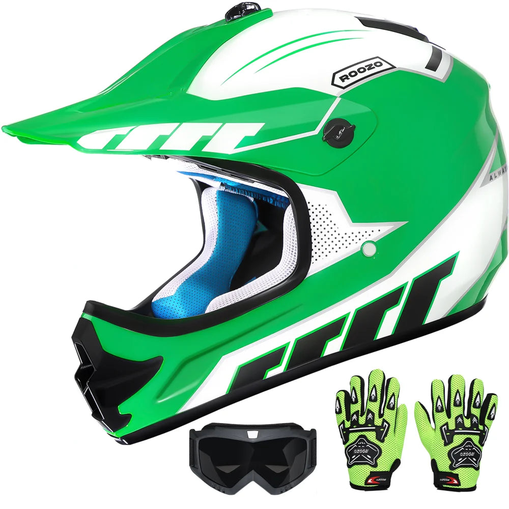 Kids Motocross Helmet Kit with Goggles & Gloves