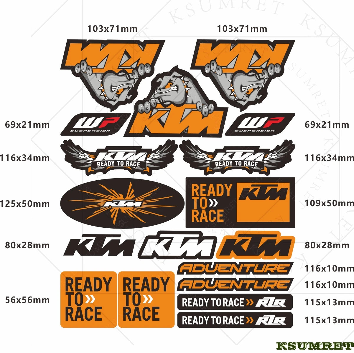 KTM Motorcycle Vinyl Sticker Decals