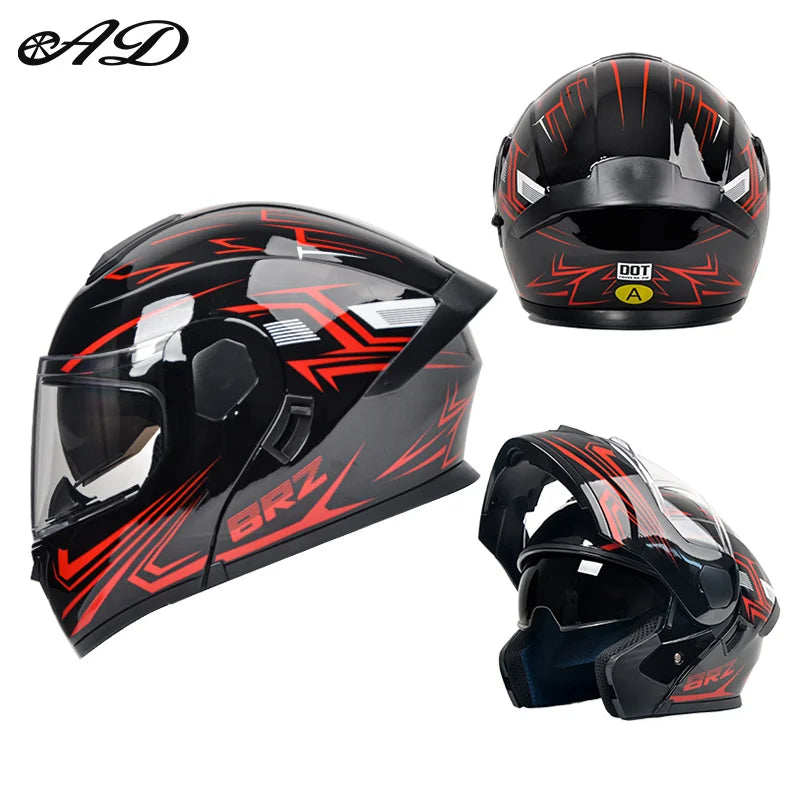 Dual Visor Open Face Motorcycle Helmet - DOT Certified