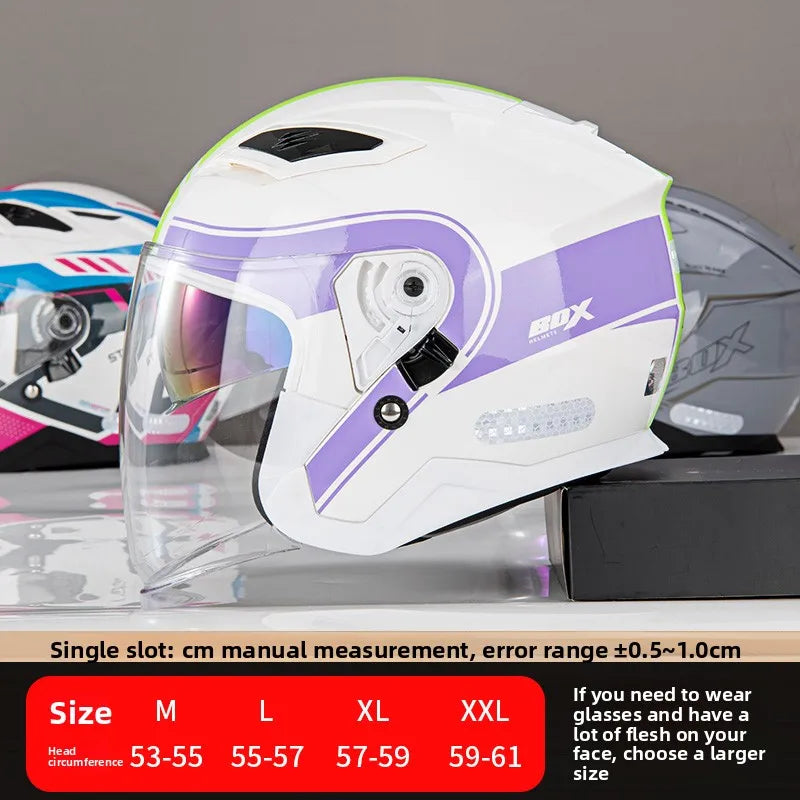 Open Face Motorcycle Helmet with Double Lens