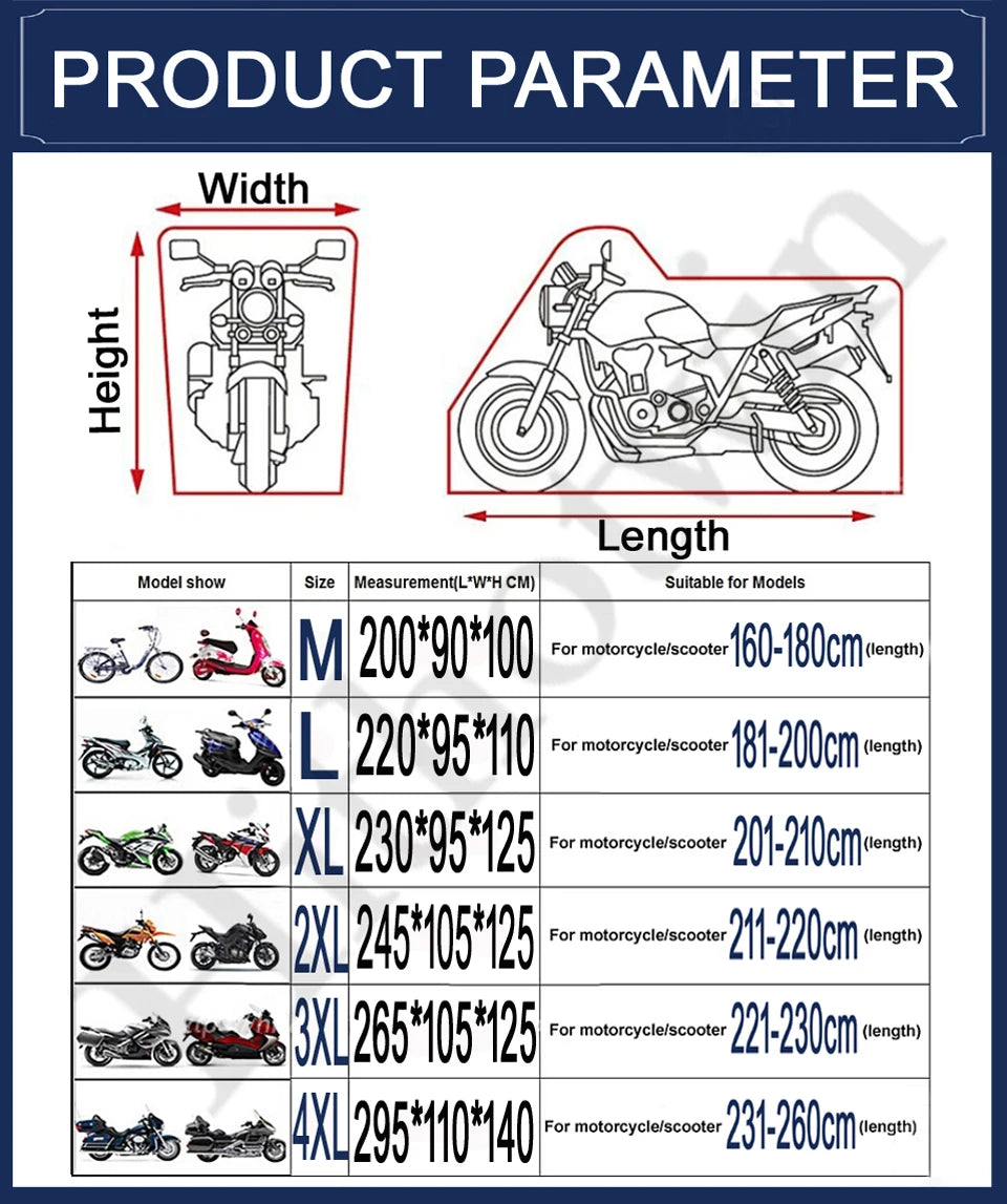Motorcycle Waterproof UV Protector Cover - 15 Color Options