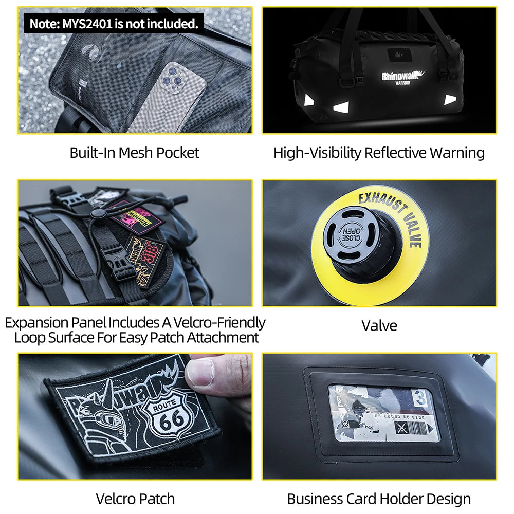Waterproof Motorcycle Saddle Bag with MOLLE Expansion
