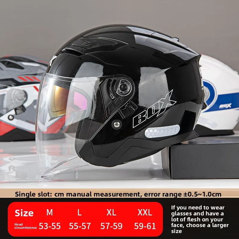 Open Face Motorcycle Helmet with Double Lens