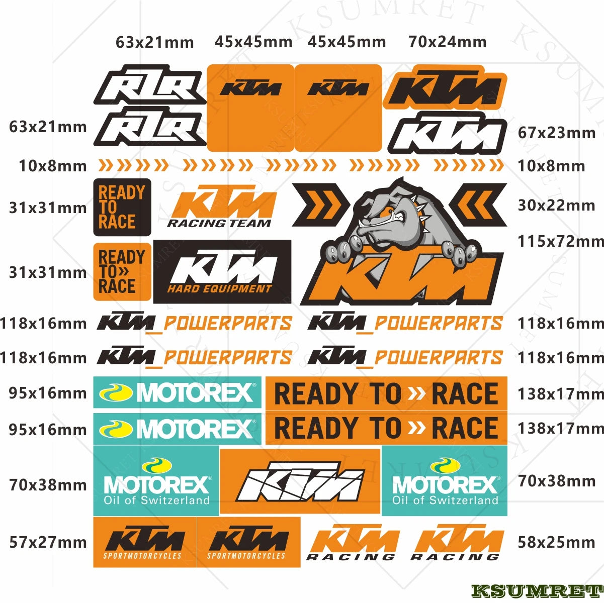 KTM Motorcycle Vinyl Sticker Decals