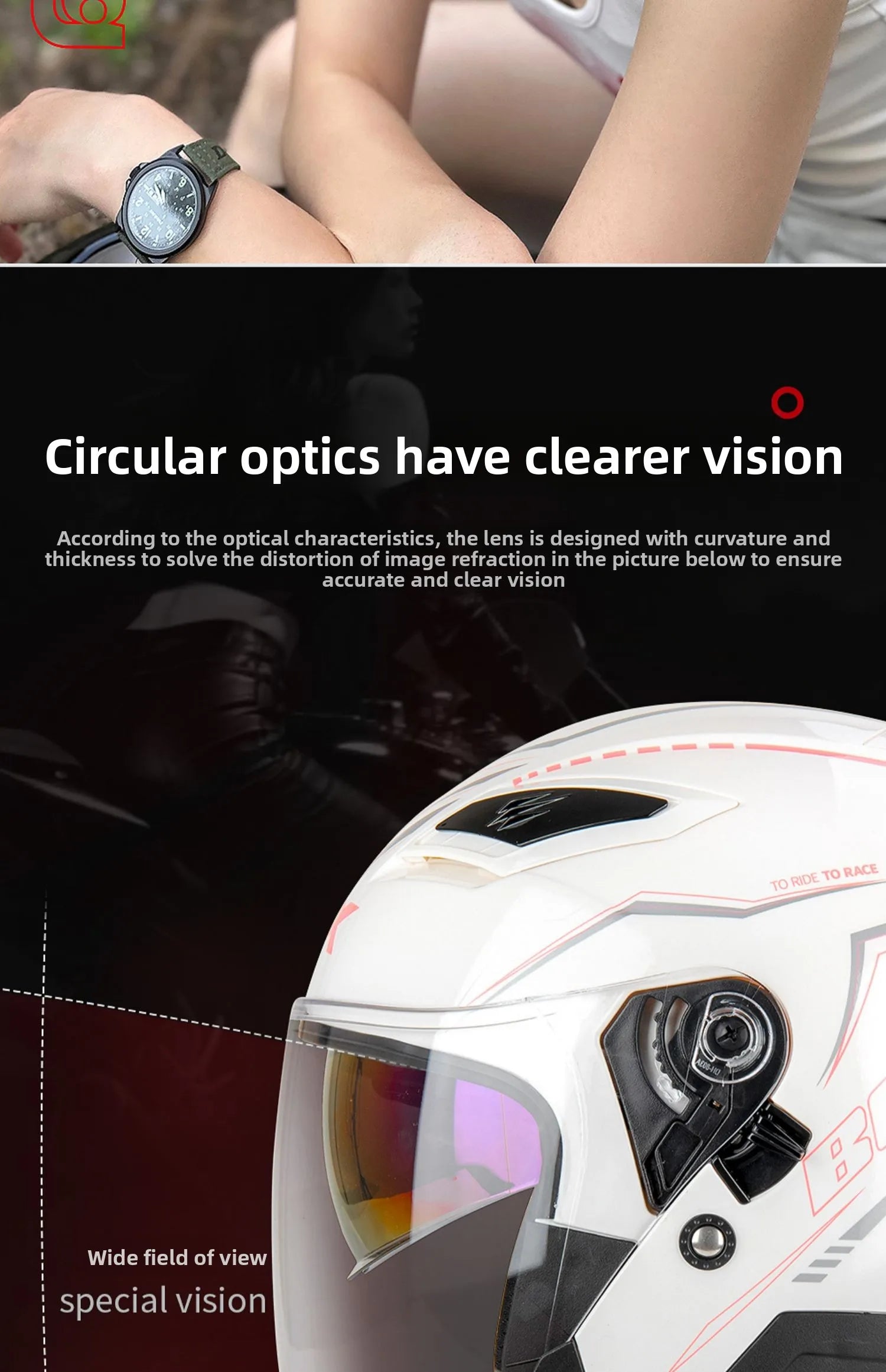 Open Face Motorcycle Helmet with Double Lens