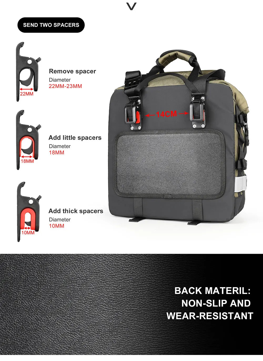 Quick Release Motorcycle Saddle Bag with Waterproof Inner Bag