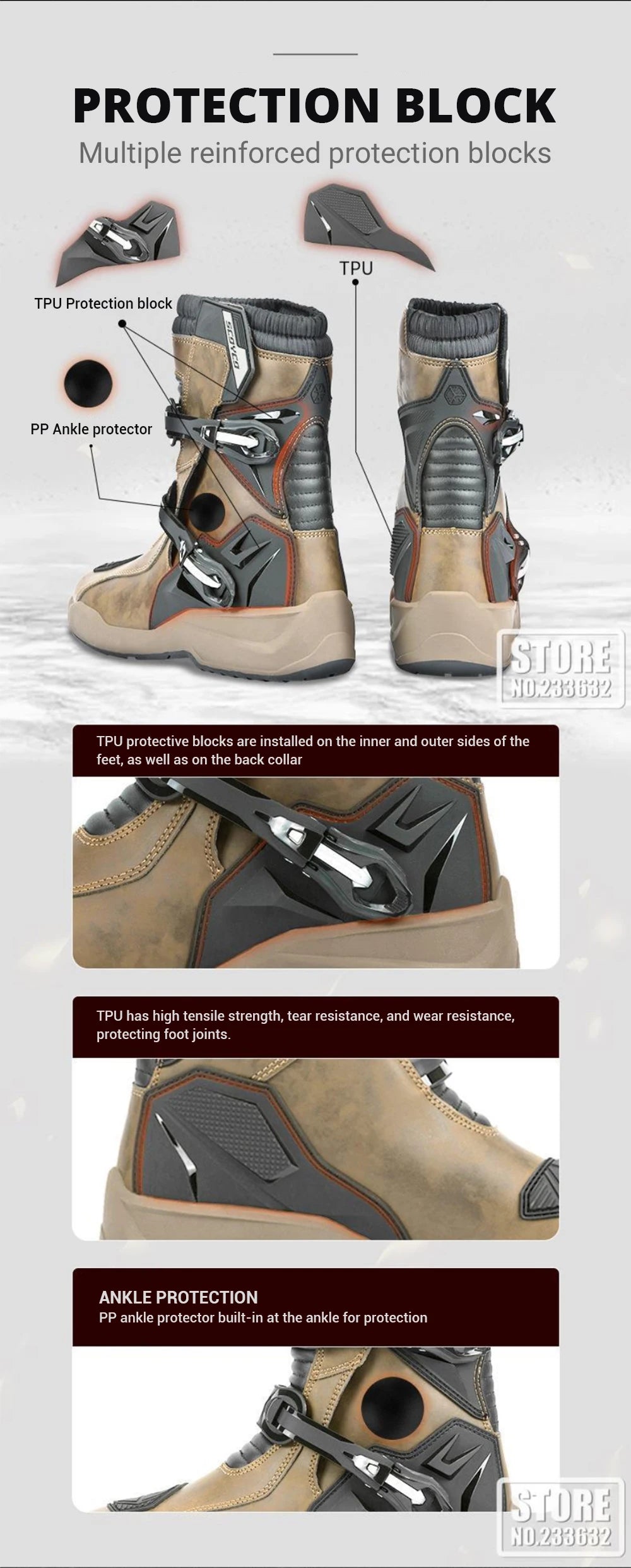 SCOYCO Cowhide Motocross Boots Men's Waterproof Motorcycle Boots