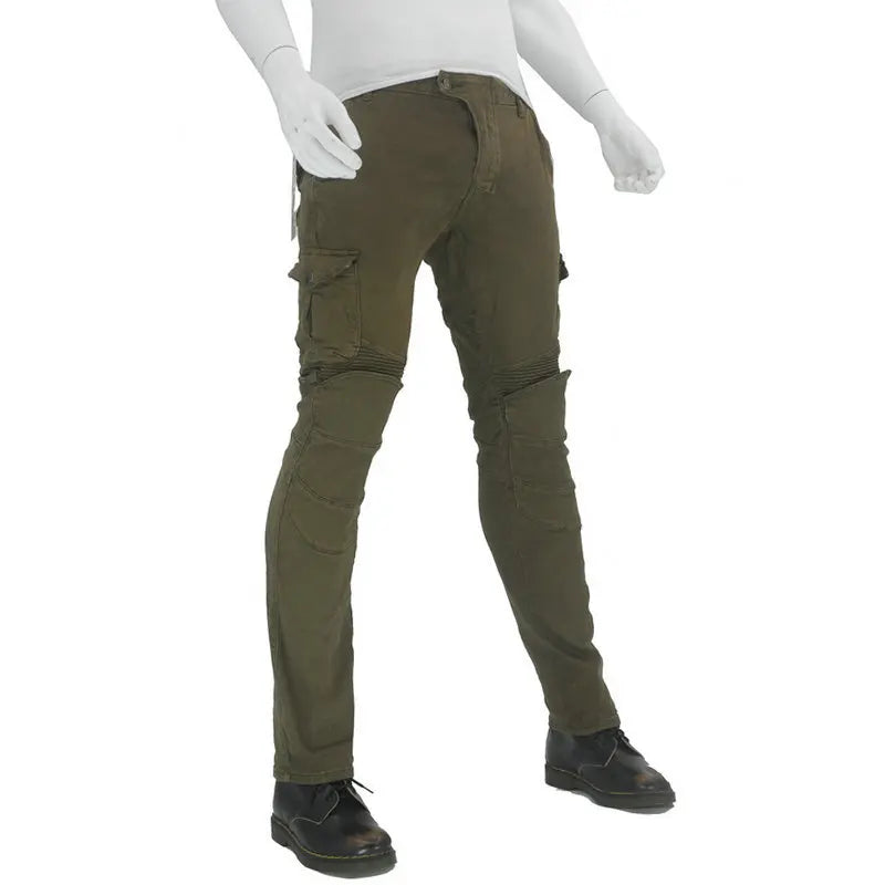 Stylish Motorcycle Black Men Jeans with Extension Protector