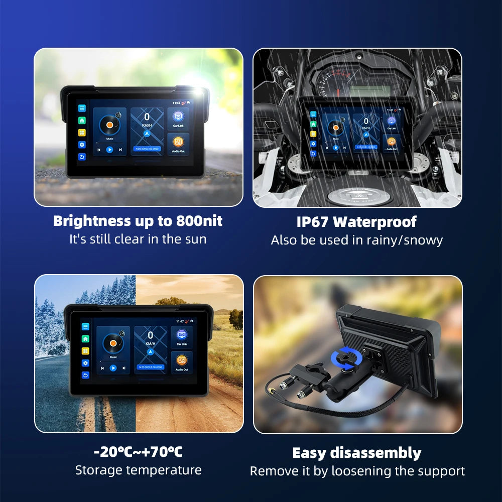 EKIY 7.0" Wireless Motorcycle GPS Display
