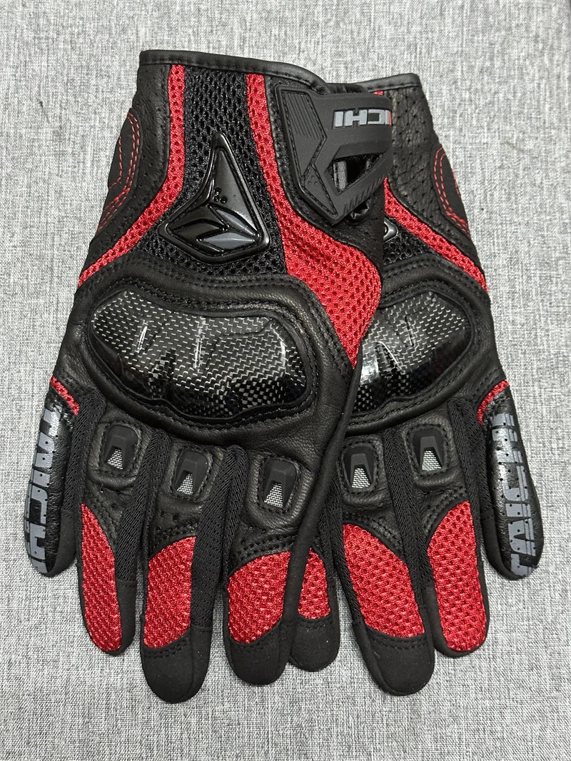 Racing Blue Leather Gloves