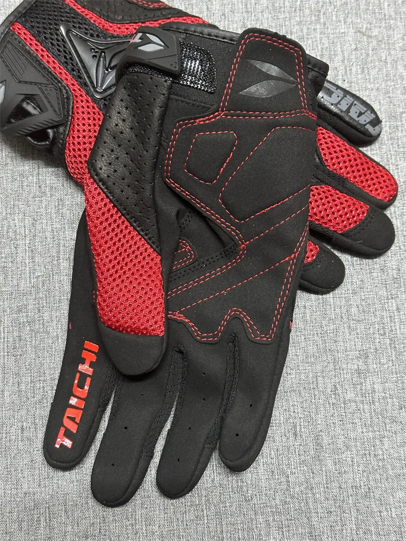 Racing Blue Leather Gloves