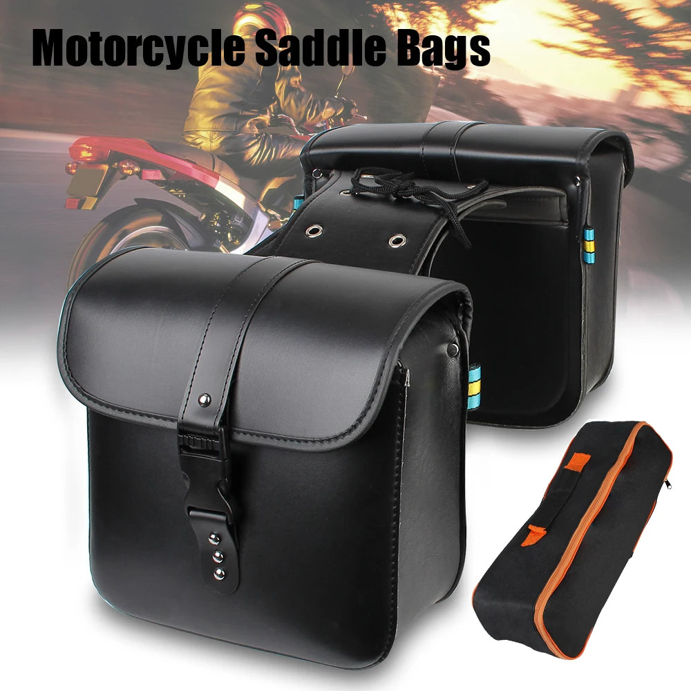 Vintage Style PU Leather Motorcycle Saddle Bags