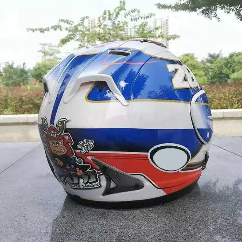 Pedrosa Samurai Spirit Blue Motorcycle Racing Helmet