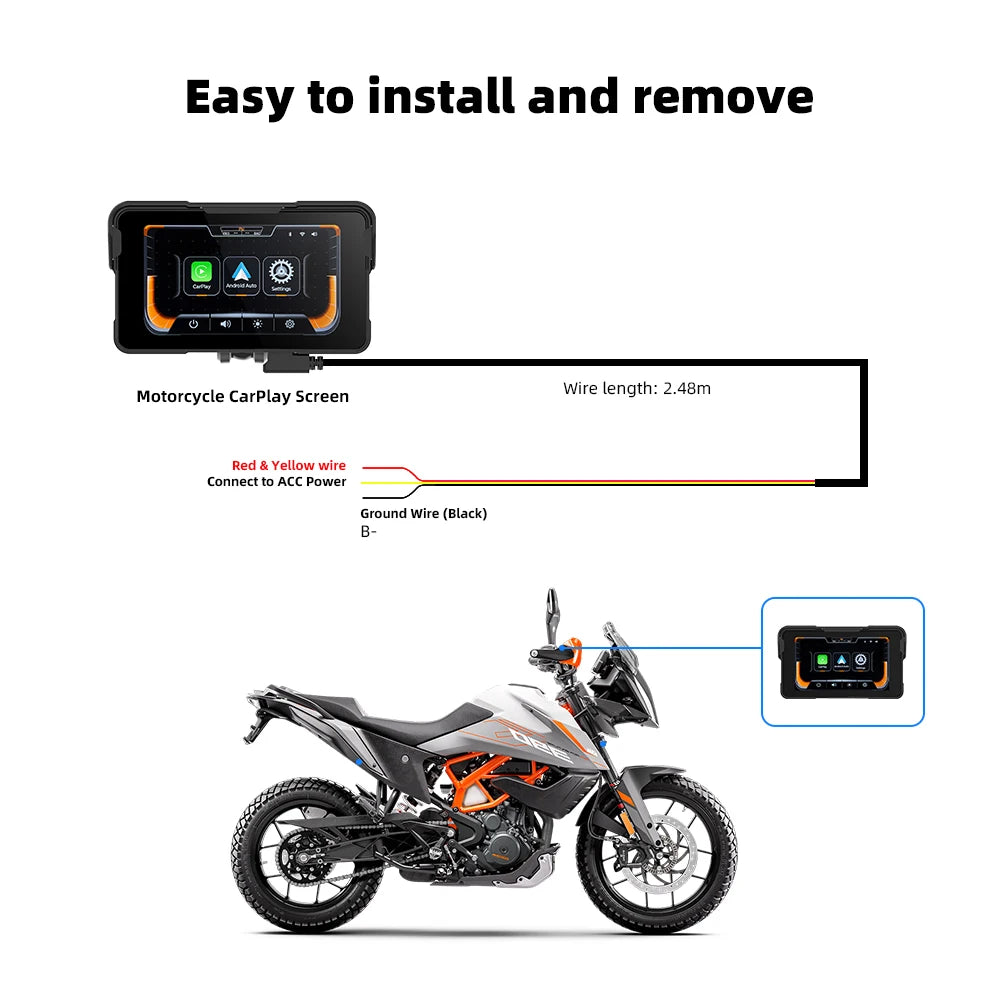 Wireless Motorcycle Display Screen – 5.0 Inch GPS Dashboard