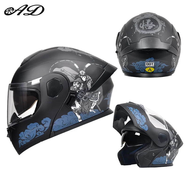 Dual Visor Open Face Motorcycle Helmet - DOT Certified