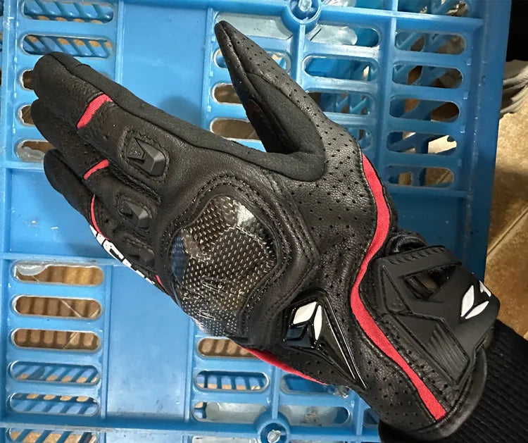 Racing Blue Leather Gloves