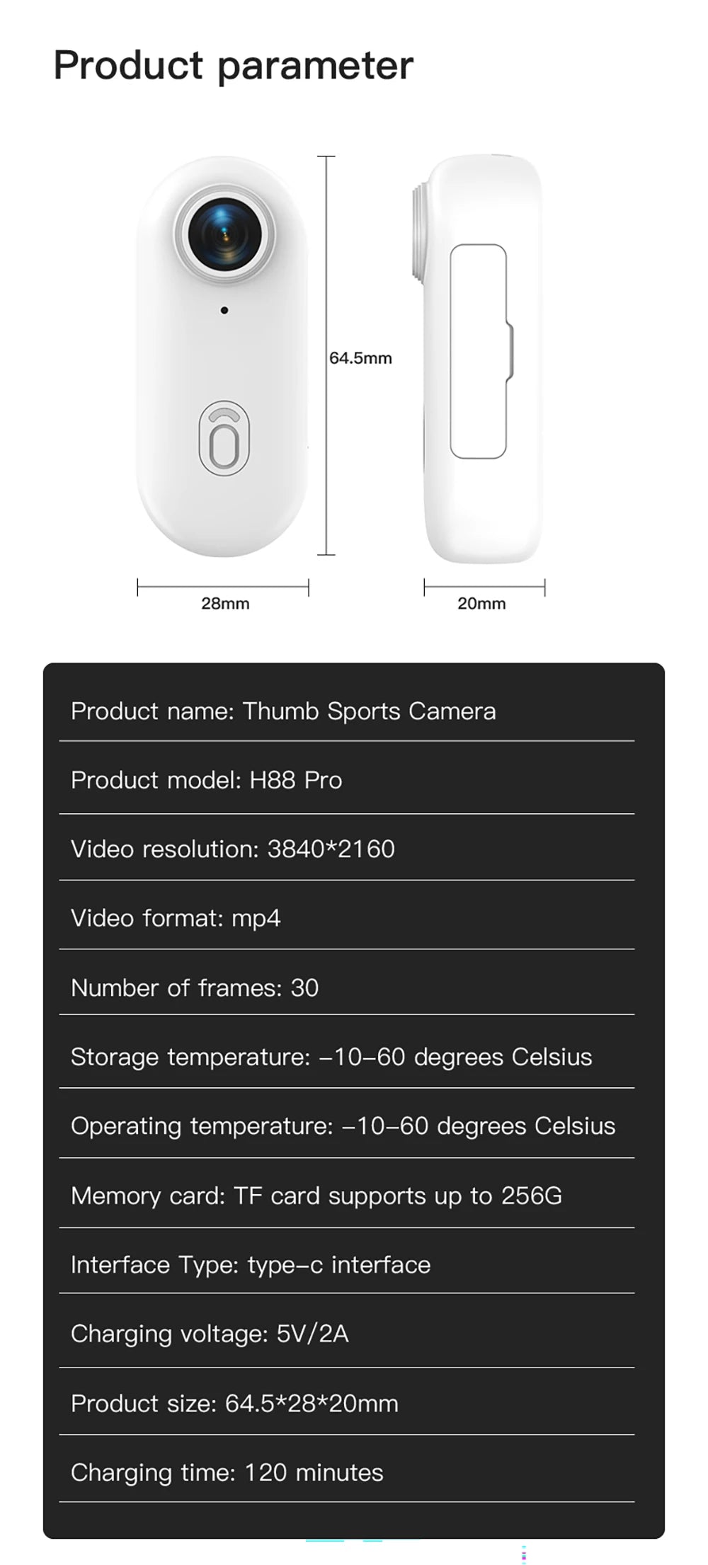 4K waterproof body camera