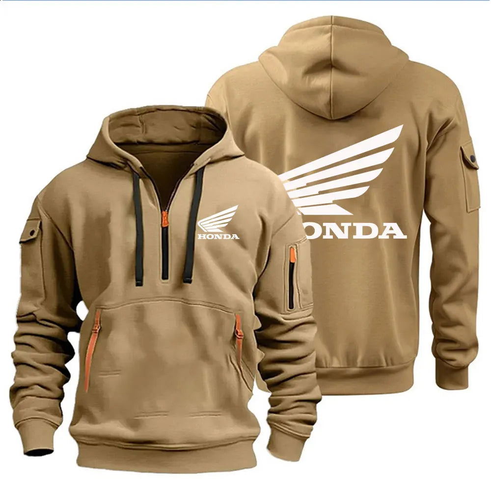 Hooded Biker Pullover