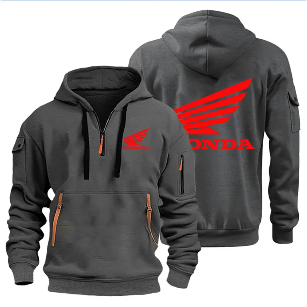 Hooded Biker Pullover