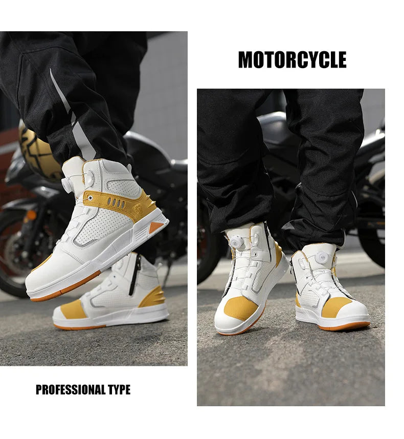 Men's Adventure Motorcycle Boots with Anti-Slip Soles